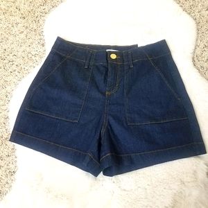 Loft High Waist Dark Denim Shorts